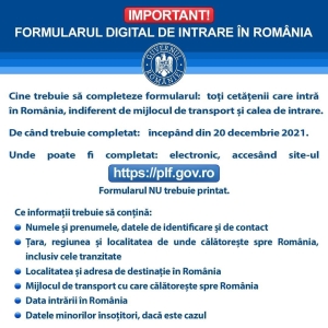 Formularul digital de intrare in Romania